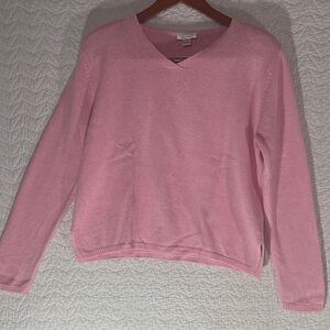 Christopher & Banks Pink V-Neck Lightweight Sweater